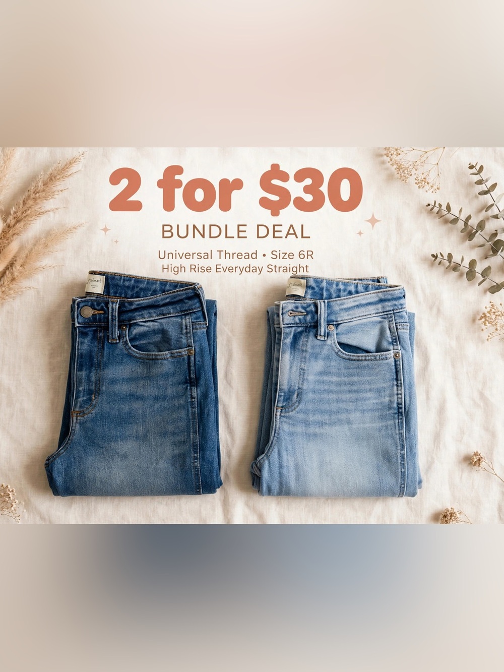 EUC Universal Thread High-Rise Straight Jeans Duo - Dark Blue & Light Blue - 6R